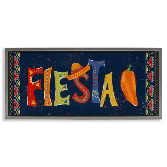 Stupell Industries Fiesta con Pimiento Colorido Framed Floater Canvas Wall Art Gray Floater Frame {1}