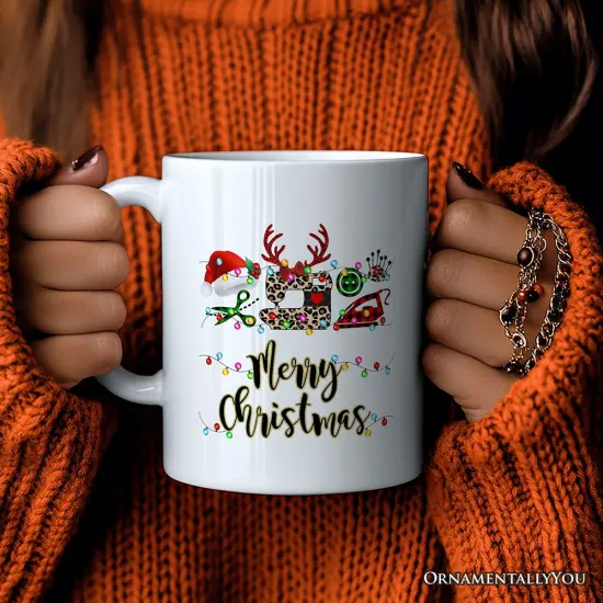 Sewing Buffalo Plaid Christmas Mug, Clothing Stylist Gift {2}
