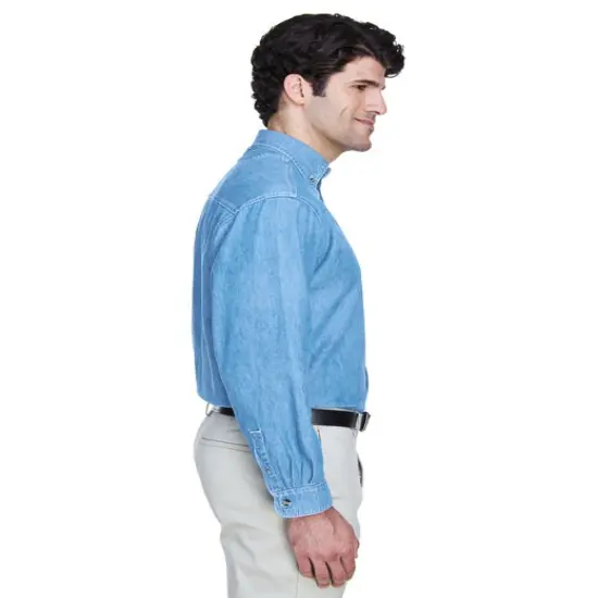UltraClub&reg; Men's Cypress Denim with Pocket Light blue {7}