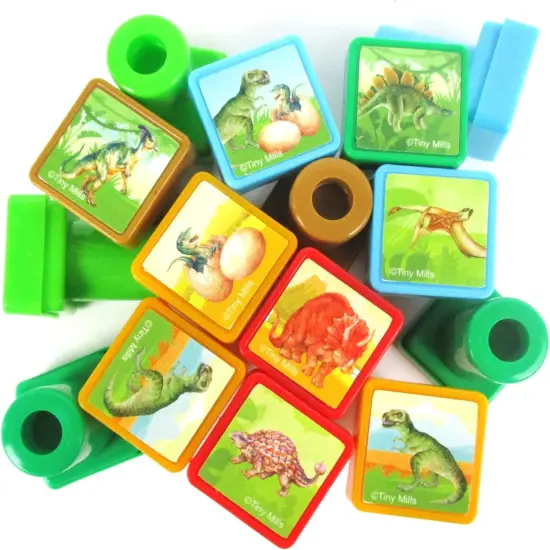 TINYMILLS Jurassic Dinosaur Stamps for Kids, 24 Pcs, Self Ink, Birthday Party Favors, Goody Bag Fillers {4}