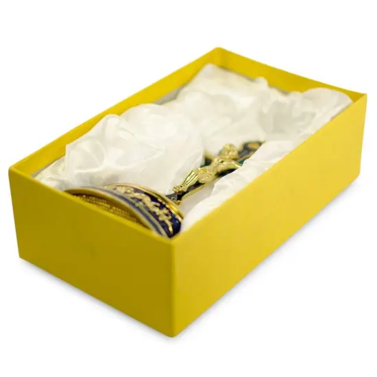 Jeweled Standing Metal Cross Trinket or Rosary Box {5}