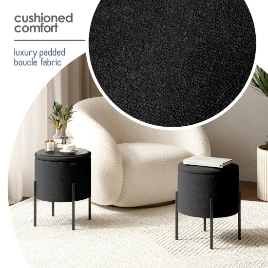StorageBud Round Ottoman with Storage Black {3}