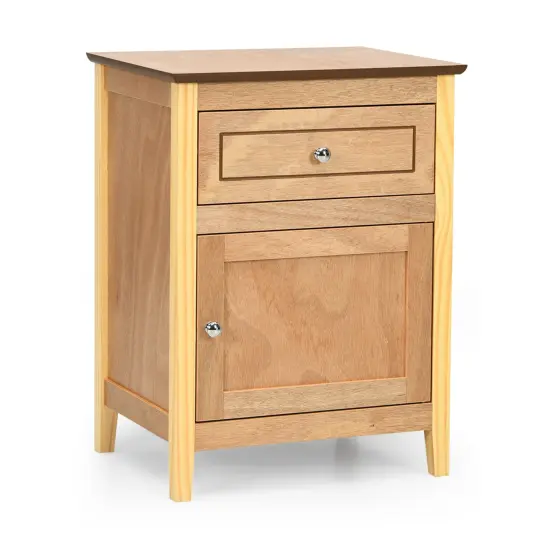 2-Tier Accent Table with Spacious Tabletop Walnut {10}