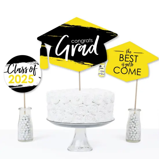Big Dot of Happiness Yellow 2025 Graduation Party Centerpiece Sticks - Table Toppers - Set of 15 {6}
