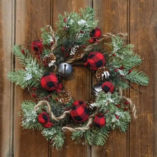 Buffalo Gingham Country Holiday Wreath 12" {1}