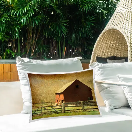 Red Barn Distressed Pattern Outdoor Printed Pillow Design by Graffitee Studios, 14 x 7 x 20 {2}
