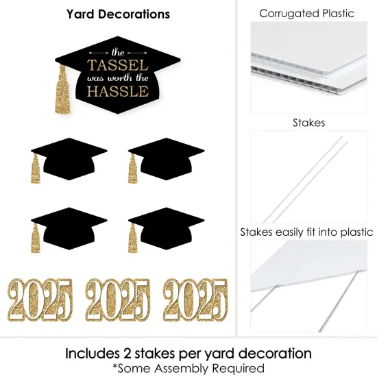 Big Dot of Happiness Gold Class of 2025 Outdoor Decorations - Graduation Yard Signs - Set of 8 {6}