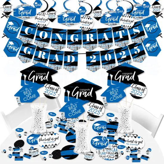 Big Dot of Happiness 2025 Blue Graduation Party Supplies - 387 Piece Decoration Kit - Fundle Bundle {1}