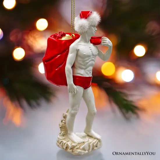 Festive Statue of David Ornament, Unique Italian Renaissance and Michelangelo Decor {4}