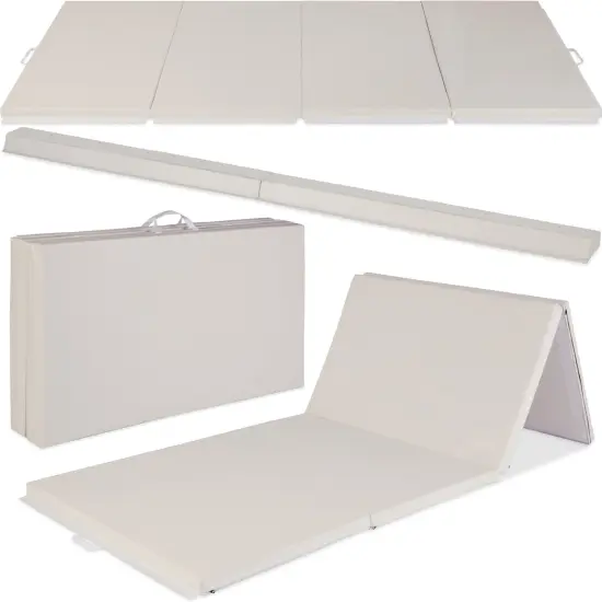 Best Choice Products 10ftx4ftx2in Folding Gym Mat 4-Panel w/ Carrying Handles & Folding Balance Beam Sand w/Beam {1}