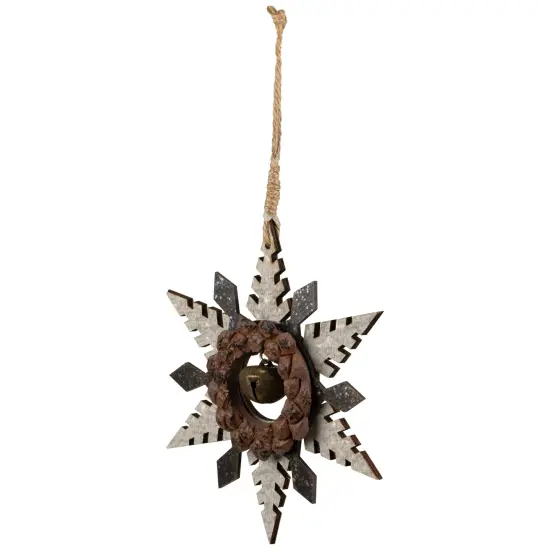 Northlight Snowflake with Jingle BellWooden Christmas Ornament - 6" - Brown and Beige {6}
