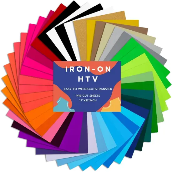 42 Pack 12" x 10" Sheets Iron on Vinyl 32 Assorted Colors {1}