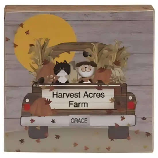 Wooden Freestanding Blocks with Vintage Truck and Halloween Fall Designs 2 Asstd. {2}