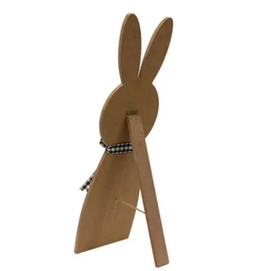 Wooden Bunny Decoration with Galvanized Ears and "Every Bunny Welcome" Sign {2}