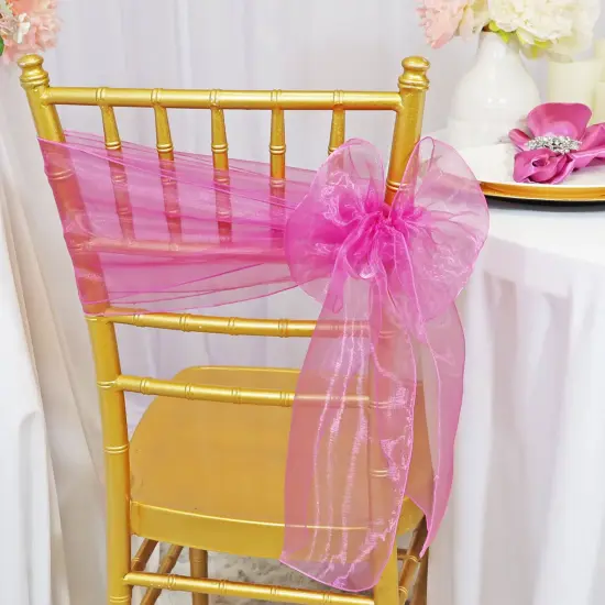 10 Pieces 8"x108" Organza Chair Sashes Magenta or Azalea {2}