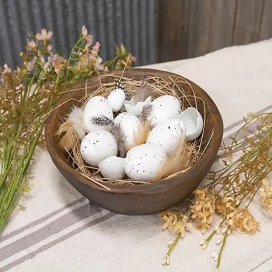 Set of 6 White Speckled Eggs with Box for Spring Decor and Rustic Display {2}