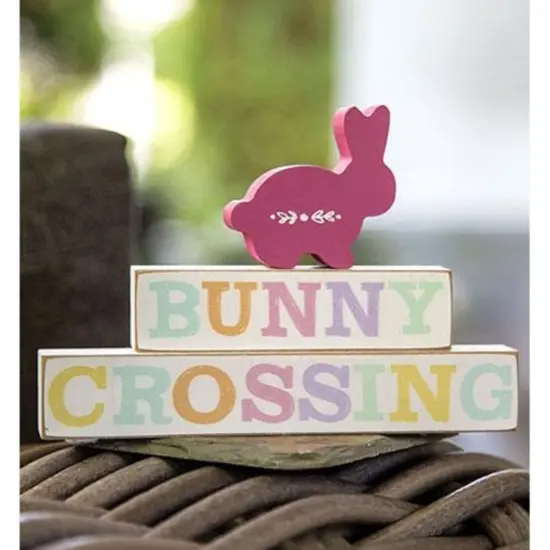 Set of 3 Easter Bunny Crossing Block Stackers for Home Decor and Tabletop {2}