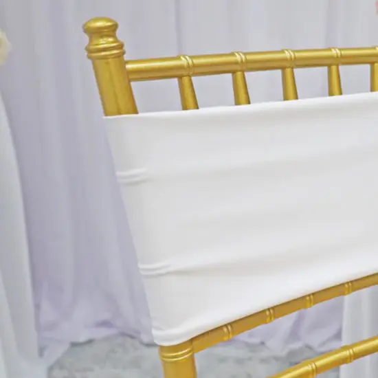 10 Pieces Stretchy White Spandex Chair Bands 7 x 13 Inches {5}