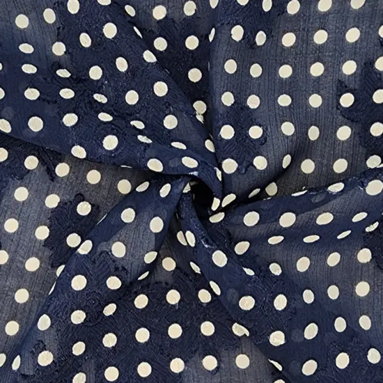 1 Yard Navy Floral Jacquard Chiffon Fabric 57/58" Wide Lightweight Sheer Polyester for Dresses & Apparel {1}