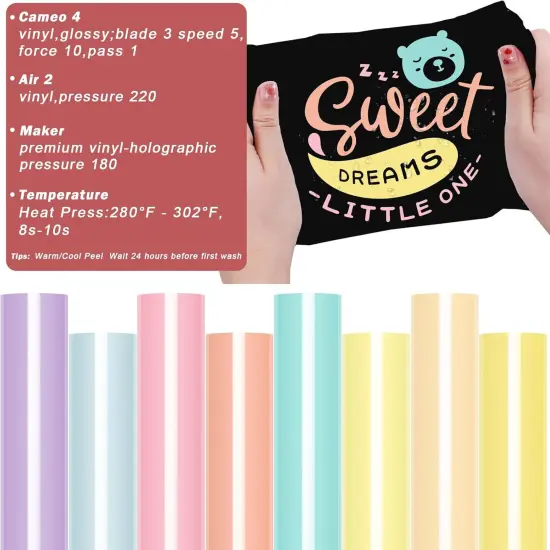 8 pcs Pastel Iron on Vinyl Boho Heat Transfer Vinyl Bundle 12 X 10 in {3}