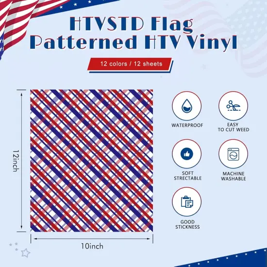 12pcs 12''x 10''Independent Day HTV Patriotic Heat Transfer Vinyl {2}