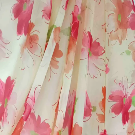 1 Yard Yellow Fuchsia Yoryu Chiffon Fabric &ndash; 58/60" Wide Lightweight Crinkled Polyester for Fashion & Apparel {1}