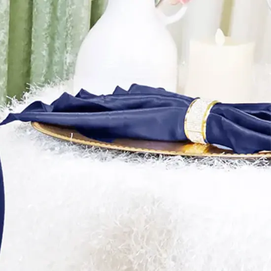 10 Pieces Navy Blue Ruffled Spandex Chair Bands for Elegant Event Seating 8x13 inches {5}