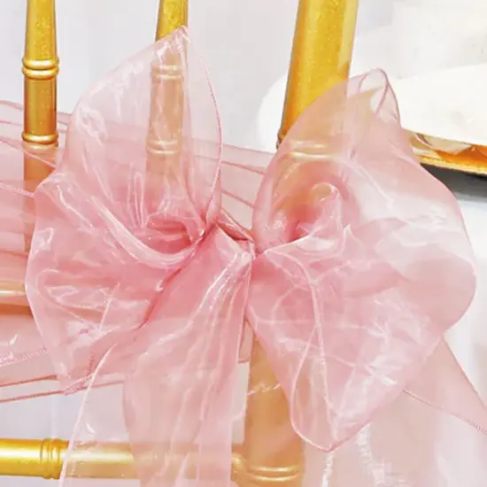10 Pieces Rose Pink Organza Chair Sashes 8"x108" Elegant Event & Wedding Decor {4}