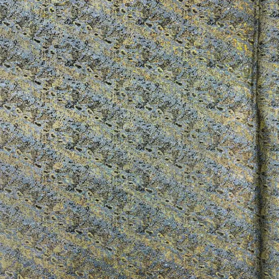 1 Yard Snake Pattern Shattered Glass Spandex Fabric 4 Way Stretch Nylon Reflective Material 58-60 inches width Gold {1}