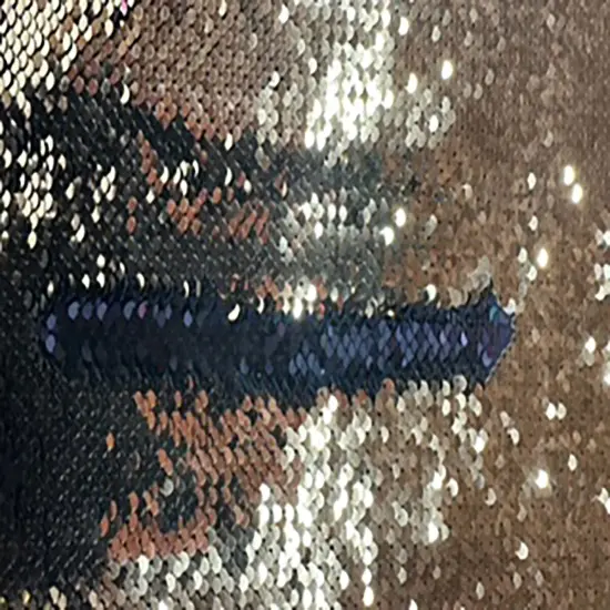 1 Yard Reversible Flip Sequin Polyester Spandex Solid Fabric 56/54 Inch Champagne Gold {4}
