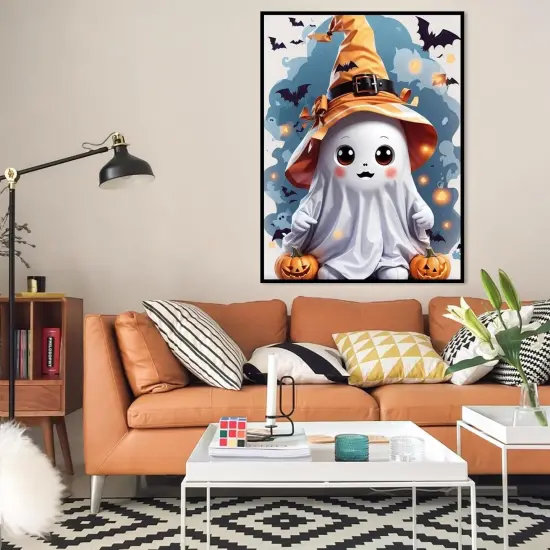 Ghost Wizard Hat Bat Pumpkin Halloween Diamond Art Kits {2}