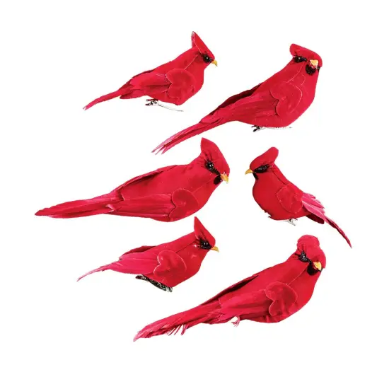 Collections Etc Cardinal Clip-On Ornaments Winter Decoration, 6 Pc {2}