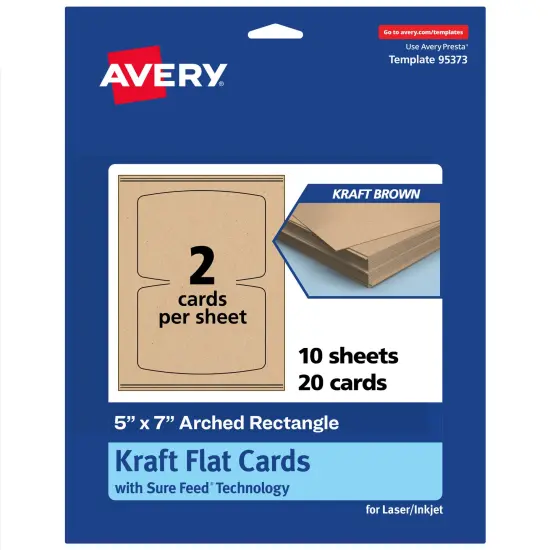 Avery Printable Arched Rectangle Flat Cards, Sure Feed Technology, 5" x 7", Matte Kraft Brown Cardstock, Laser/Inkjet Printable, 20 Total, Great for Product Branding, Marketing, and More {7}