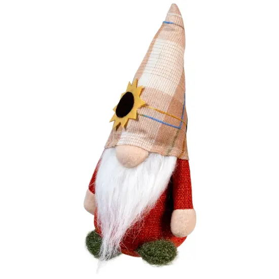 Northlight Fall Harvest Gnome with Sunflower Hat Decoration - 7.5" Orange {5}