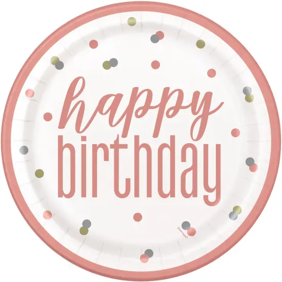 Glitz Rose Gold "Happy Birthday" 9" 8ct {1}