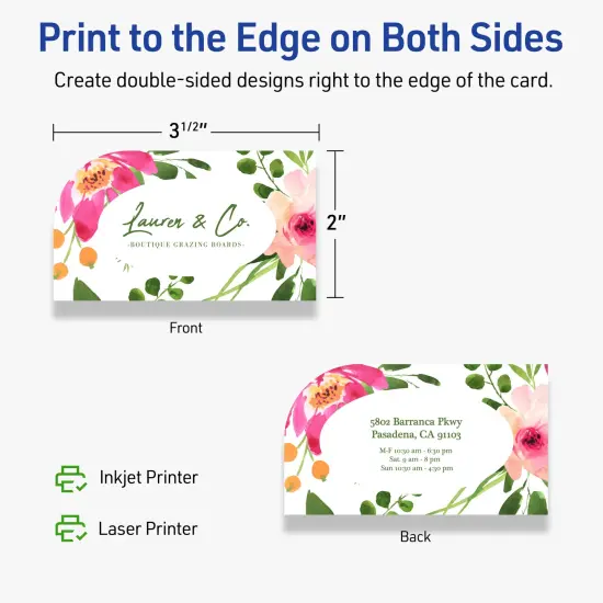 Avery Printable Single Rounded Corner Rectangle Business Cards, Sure Feed Technology, 2" x 3-1/2", Matte White Cardstock, Print-to-The-Edge, Laser/Inkjet Printable, 80 Total {12}