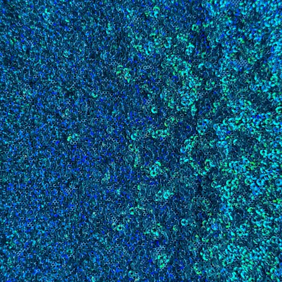 1 Yard Glitz Sequins Power Mesh Dancewear Fabric 36/60 Inch Width Hologram Turquoise {1}