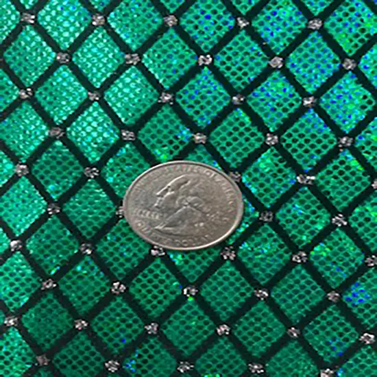 1 Yard Diamond Flocking Glitter Hologram Nylon Spandex Tricot Fabric for Cosplay 58/60 Inch Width Turquoise {1}