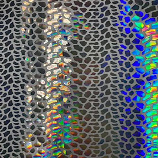 1 Yard Nylon Spandex Fabric with Cobra Hologram Glued Sequin 58/60 Inch Width Blue Silver {7}