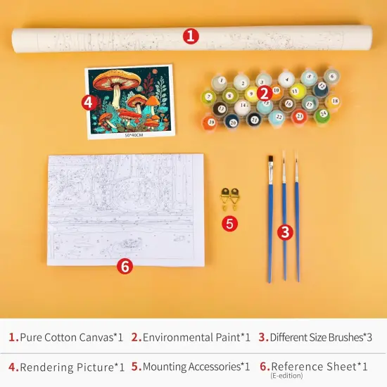 Paint by Numbers Colorful Mushroom Moon Paint {5}