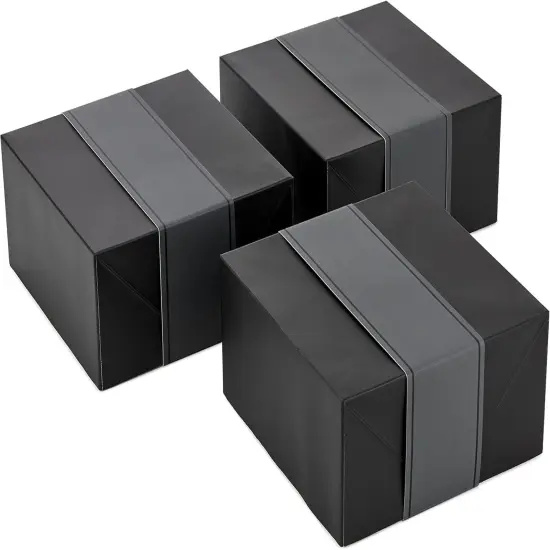 8" Medium Black Gift Boxes with Wrap Bands (3 Boxes, 3 Wrap Bands) for Weddings, Bridal Parties, Groomsmen Gifts, Valentine's Day, Graduations, Wrapped Treats and Cookies {2}