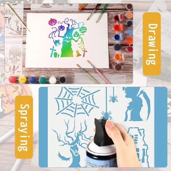20 Pieces Halloween Painting Stencils - 6 x 6 Inch {4}