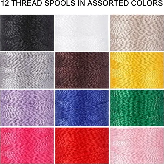 12 Color Set of Polyester All-Purpose Sewing Threads Prewound Bobbin {3}