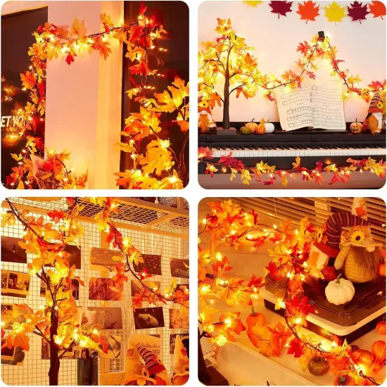Fall Garland with Lights - 9.2Ft with 50 Incandescent Bulbs {5}