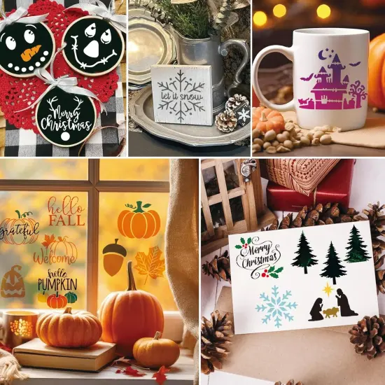 45Pieces Christmas Halloween Fall Thanksgiving Cookie Stencils (45 Holiday) {6}