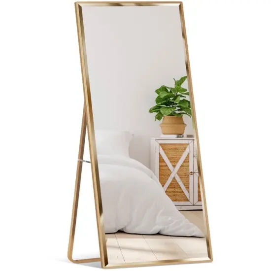 Large Full Length Leaning Wall or Hanging Mirror Gold {7}