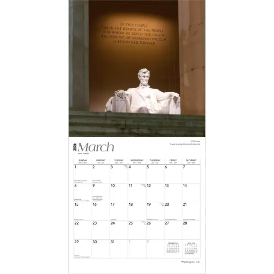 Washington D.C. | 2026 12 x 24 Inch (Hanging) Monthly Square Wall Calendar | Plastic-Free {3}
