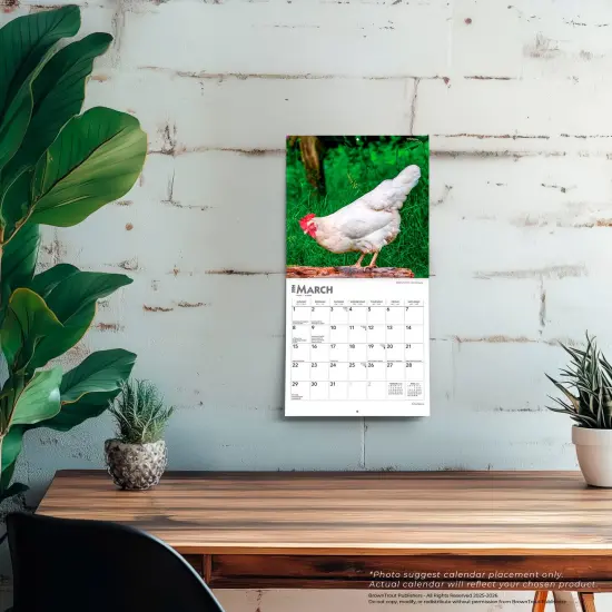 Chickens | 2026 7 x 14 Inch (Hanging) Monthly Mini Wall Calendar {5}