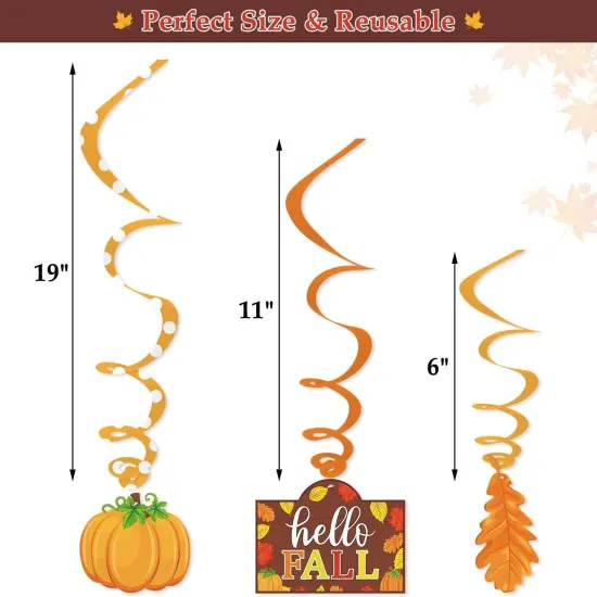 36CT Autumn Hello Fall Party Hanging Swirl Decorations {3}