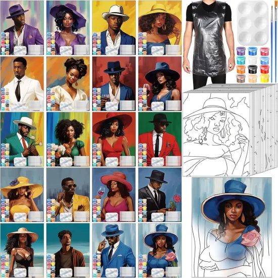 20 Pack Pre Drawn Canvas for Painting Drawn Canvas Paint Kit {1}